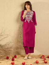 Embroidared Viscose Chanderi Kurta Set