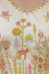 Embroidared Beads Viscose Assam Silk Kurta Set