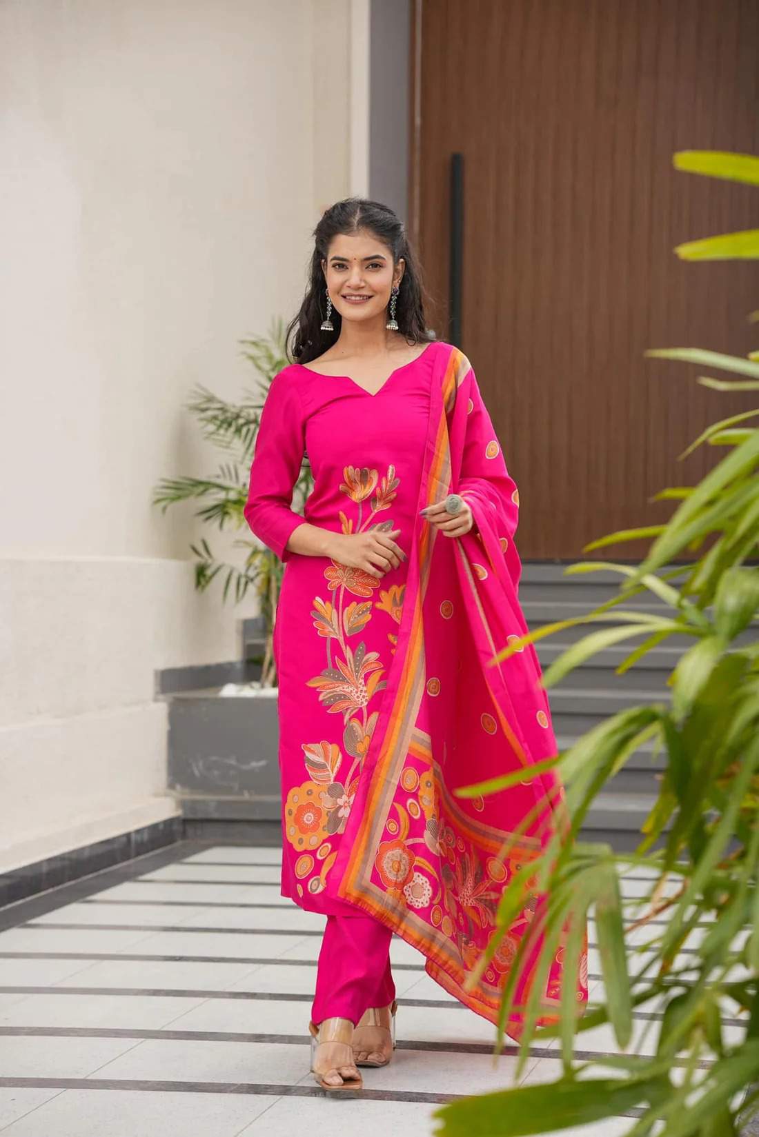Printed French Crepe Kurta Set