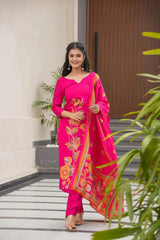 Printed French Crepe Kurta Set