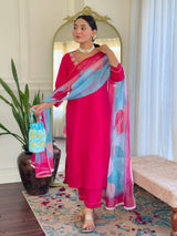 Embroidery Rayon Slub Kurta Set