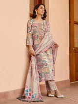 Fully Printed With Neck Pach Work Cottan Kurta Set