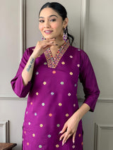 Embroidery Viscose Chanderi Kurta Set