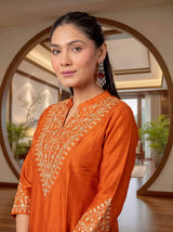 Embroidared Cp Vichitra Silk Kurta Set