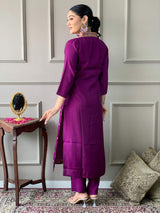 Embroidery Viscose Chanderi Kurta Set