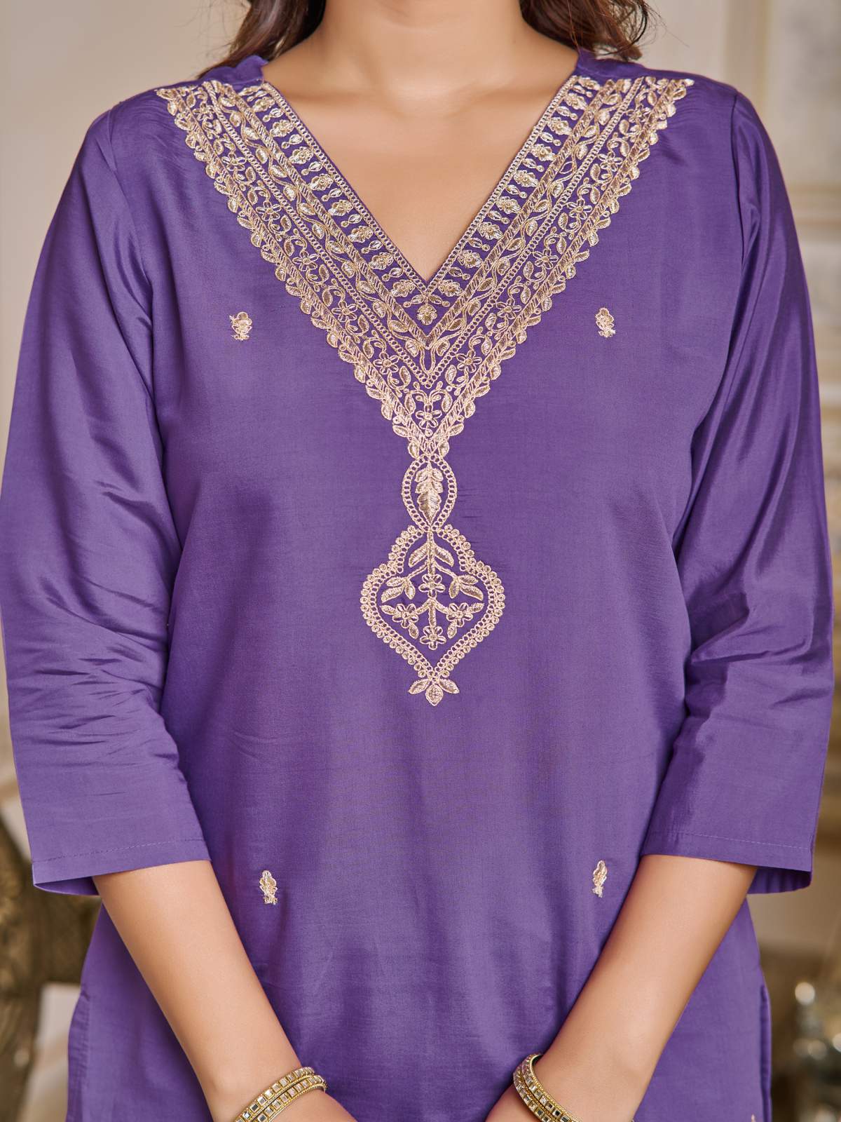 Embroidery Chanderi Kurta Set