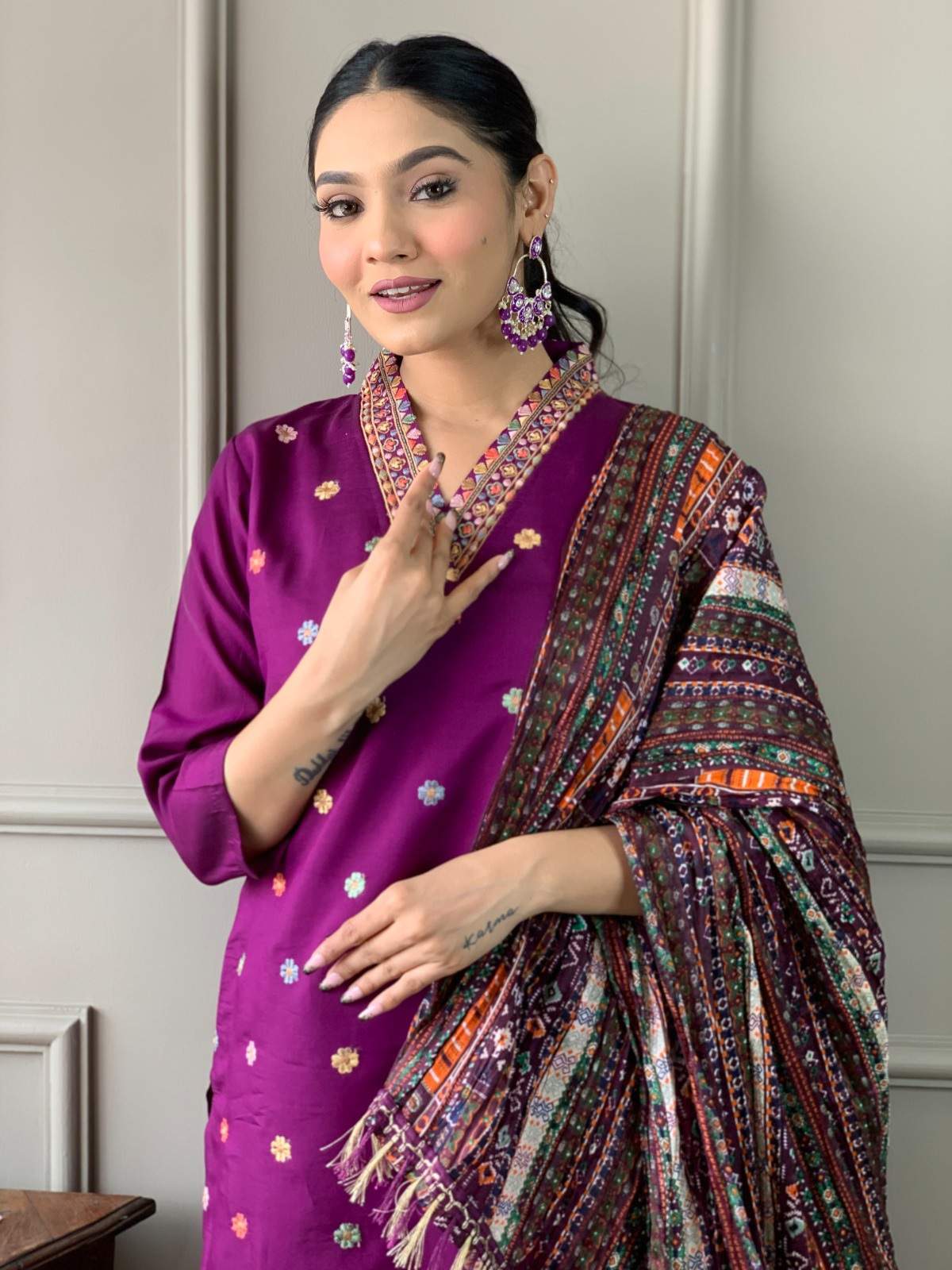 Embroidery Viscose Chanderi Kurta Set