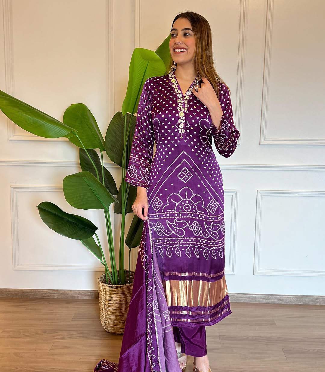 Position Print With Embroidery Viscose Kurta Set