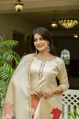 Embroidared Beads Viscose Assam Silk Kurta Set