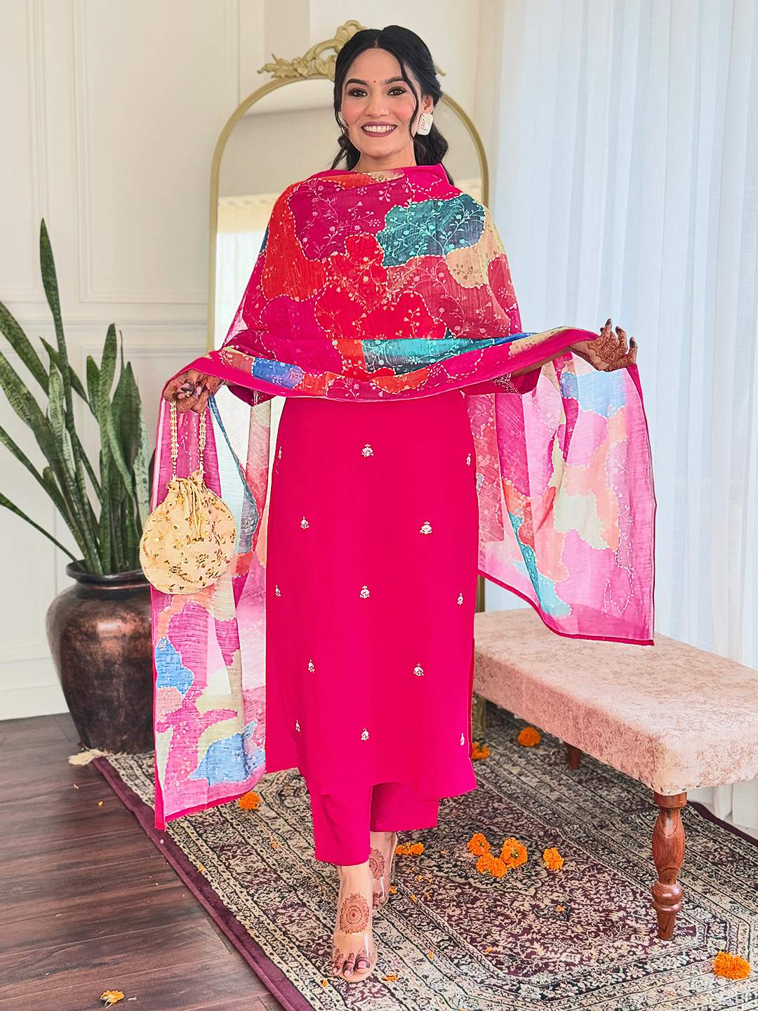 Embroidery Viscose Chanderi Kurta Set