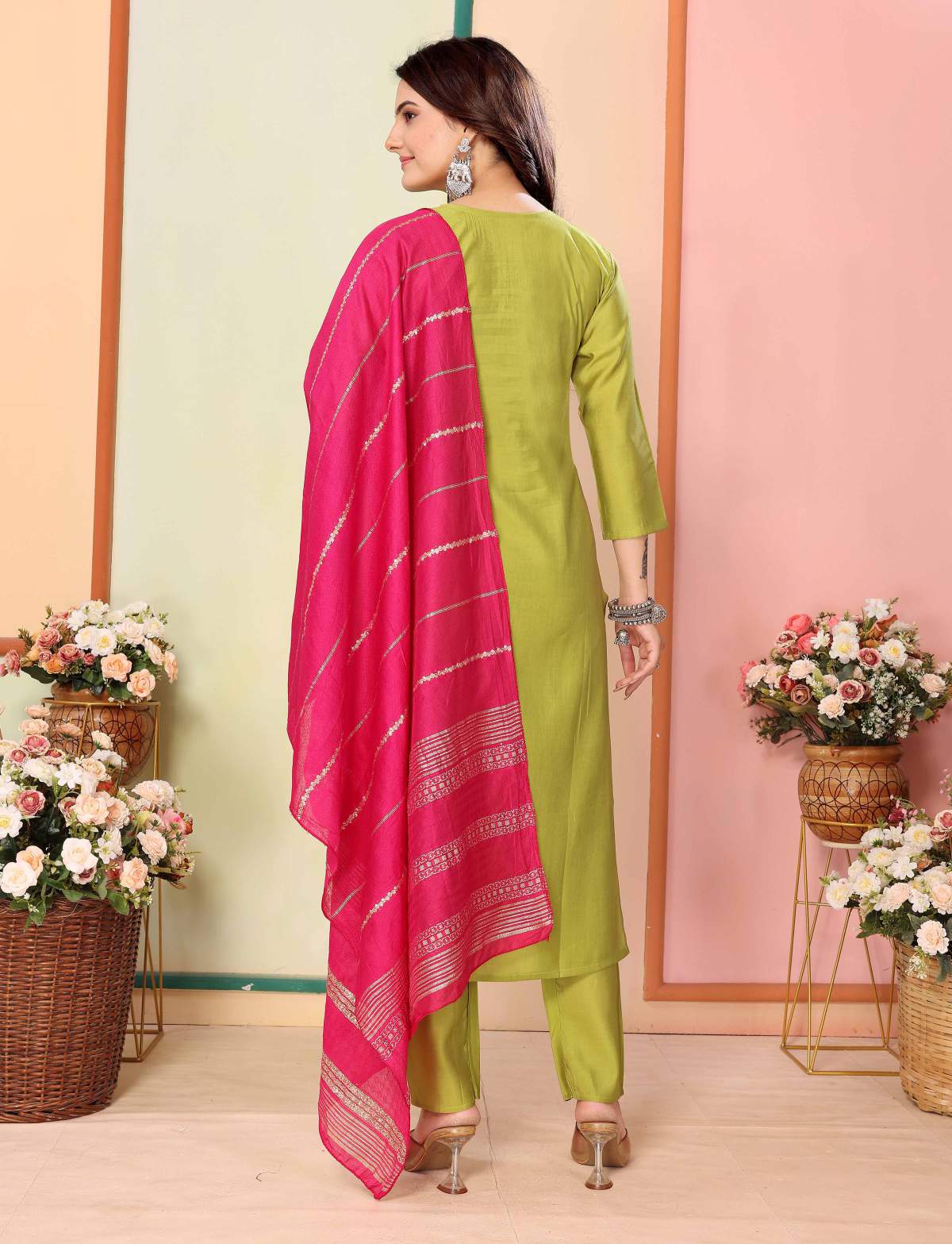 Heavy Embroidered Silk Kurta Set