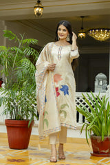 Embroidared Beads Viscose Assam Silk Kurta Set