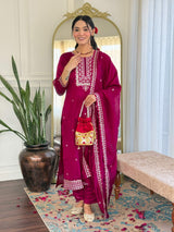 Embroidery Cp Vichitra Kurta Set