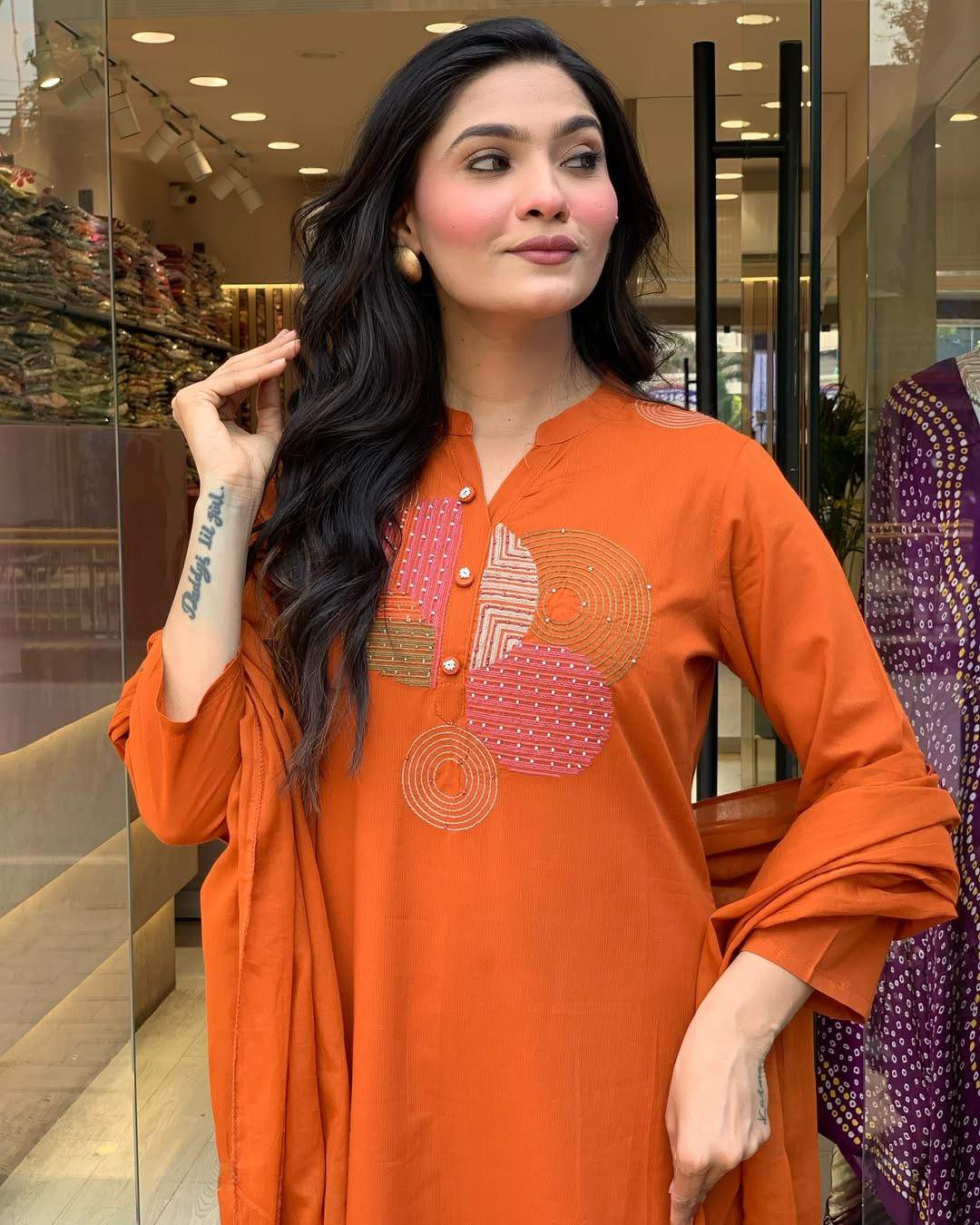 Embroidery Rayon Slub Kurta Set