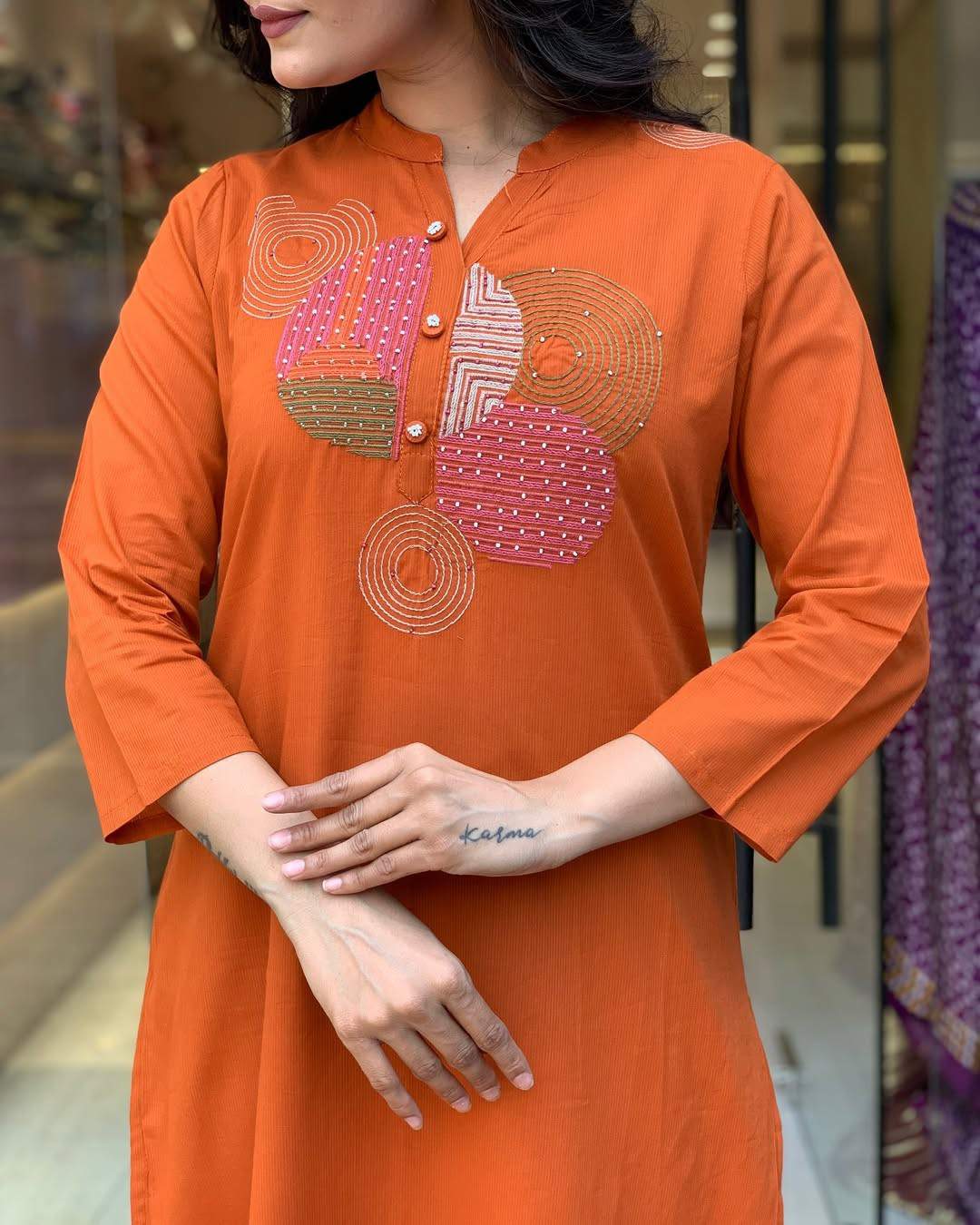 Embroidery Rayon Slub Kurta Set