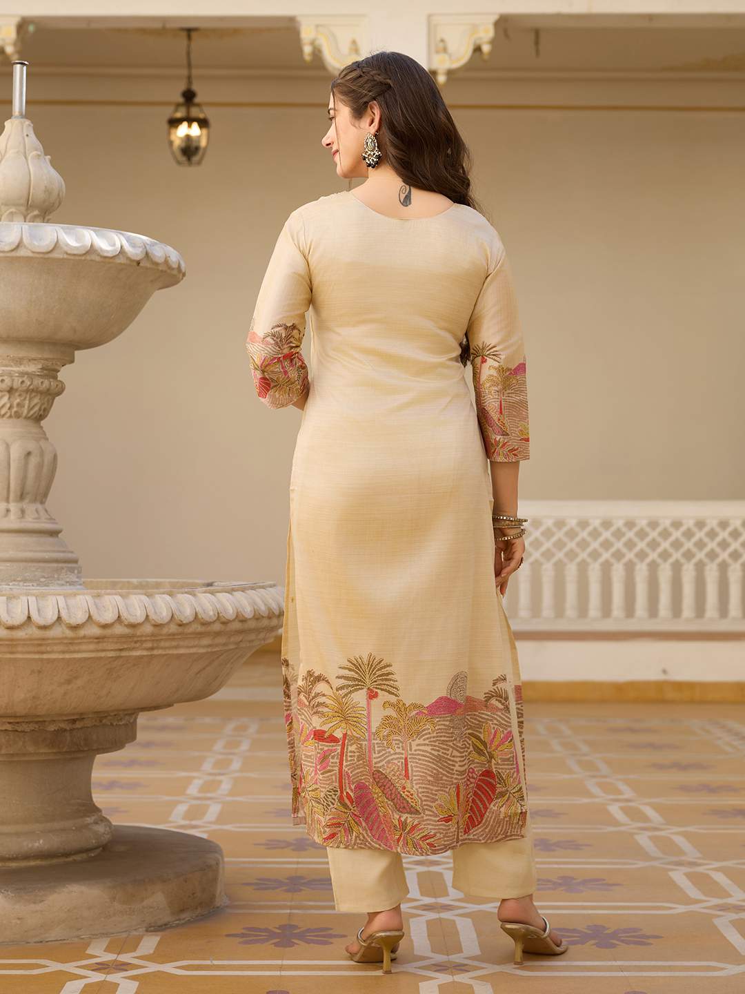 Embroidared Beads Viscose Assam Silk Kurta Set