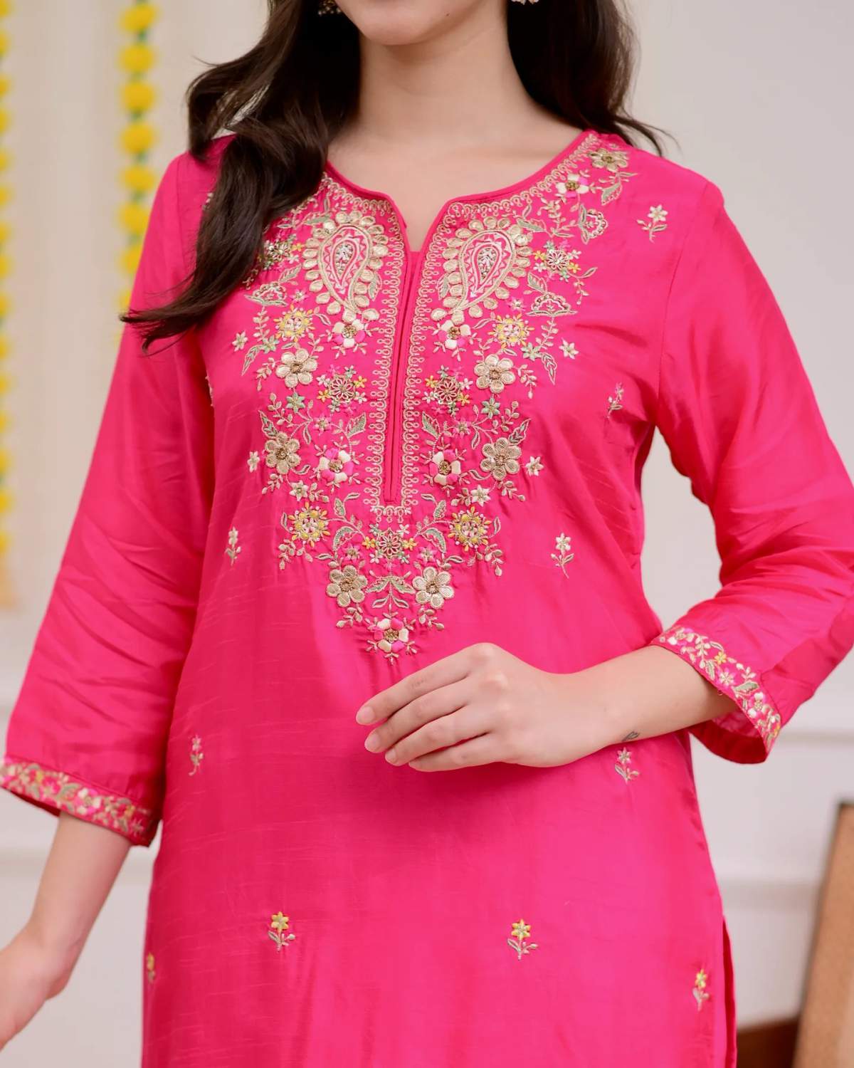 Embroidared Chanderi Kurta Set