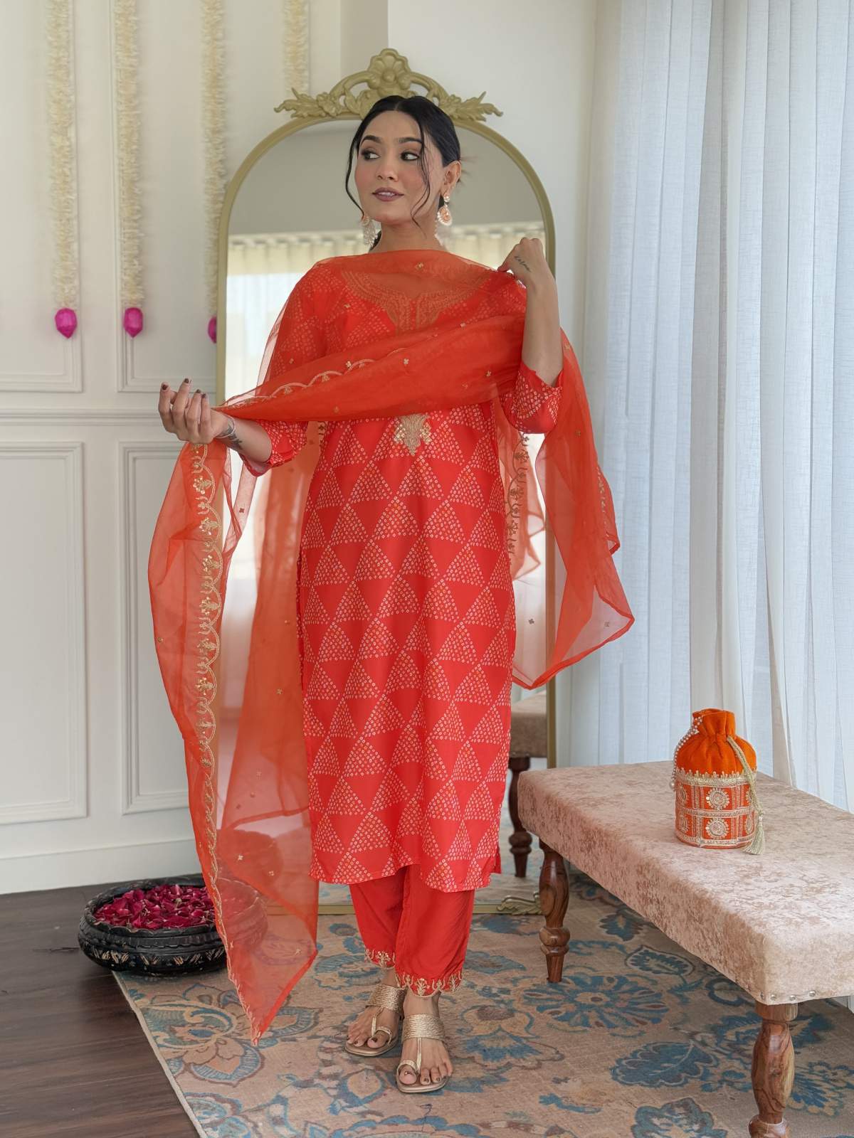 Embroidery French Crepe Kurta Set