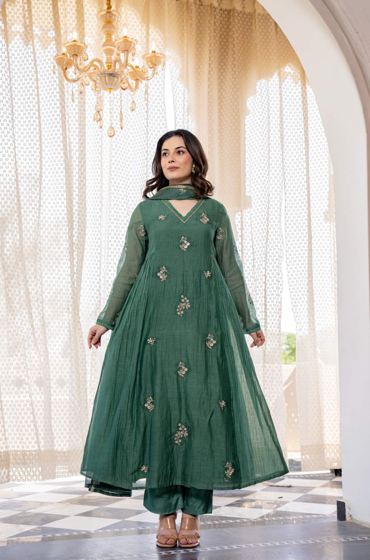 Embroidared Chanderi Silk Kurta Set