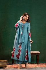 Embroidared Chanderi Silk Kurta Set