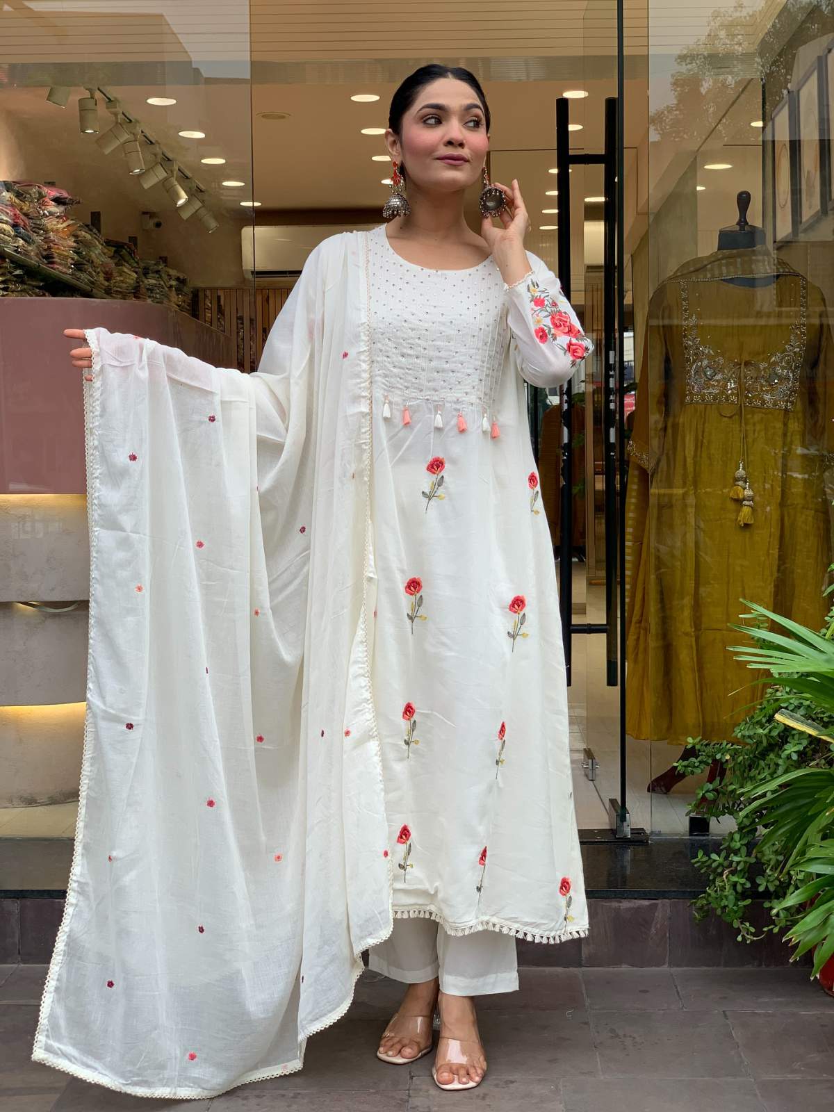 Embroidared Chanderi Silk Kurta Set