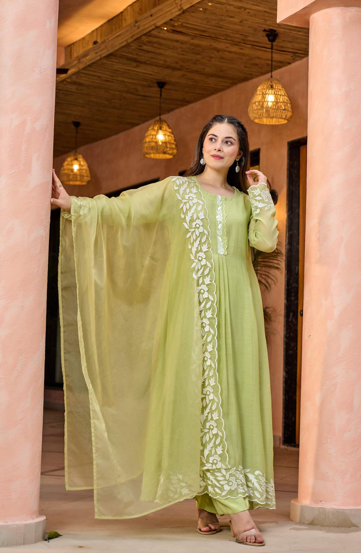 Embroidared Chanderi Silk Kurta Set