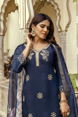 Embroidared Beads Viscose Chanderi Kurta Set