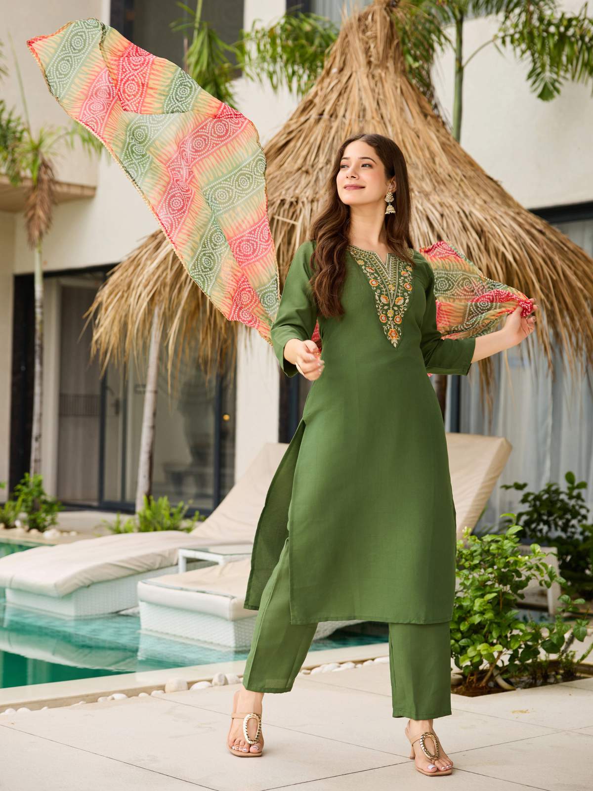 Embroidared Rayon Kurta Set