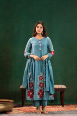 Embroidared Chanderi Silk Kurta Set