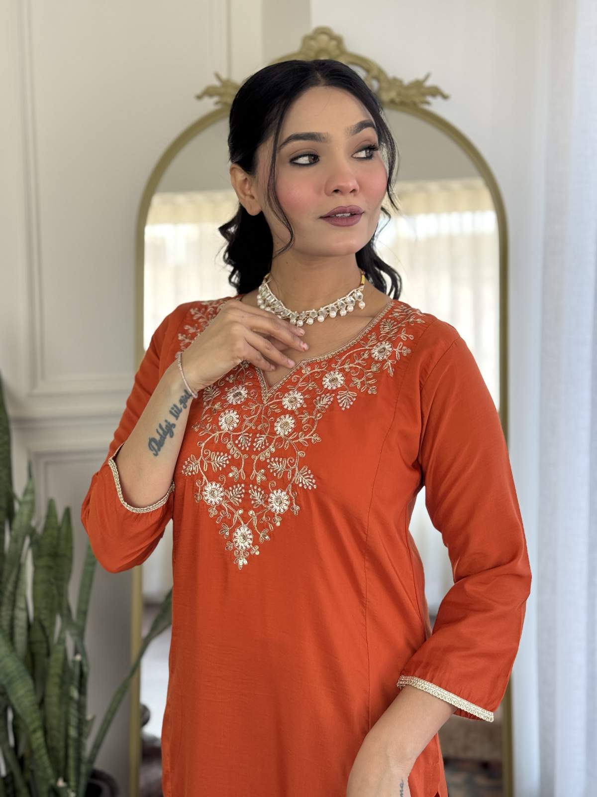 Embroidery Viscose Chinon Kurta Set