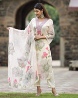 White Embroidery Georgette Kurta Set