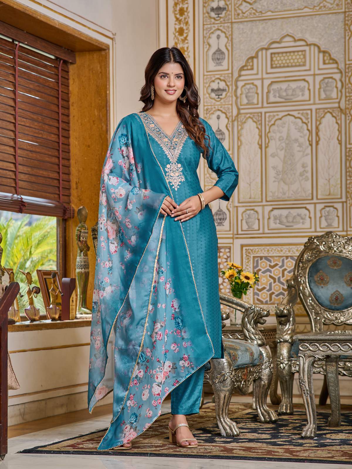Heavy Embroidered Viscose Rayon Kurta Set