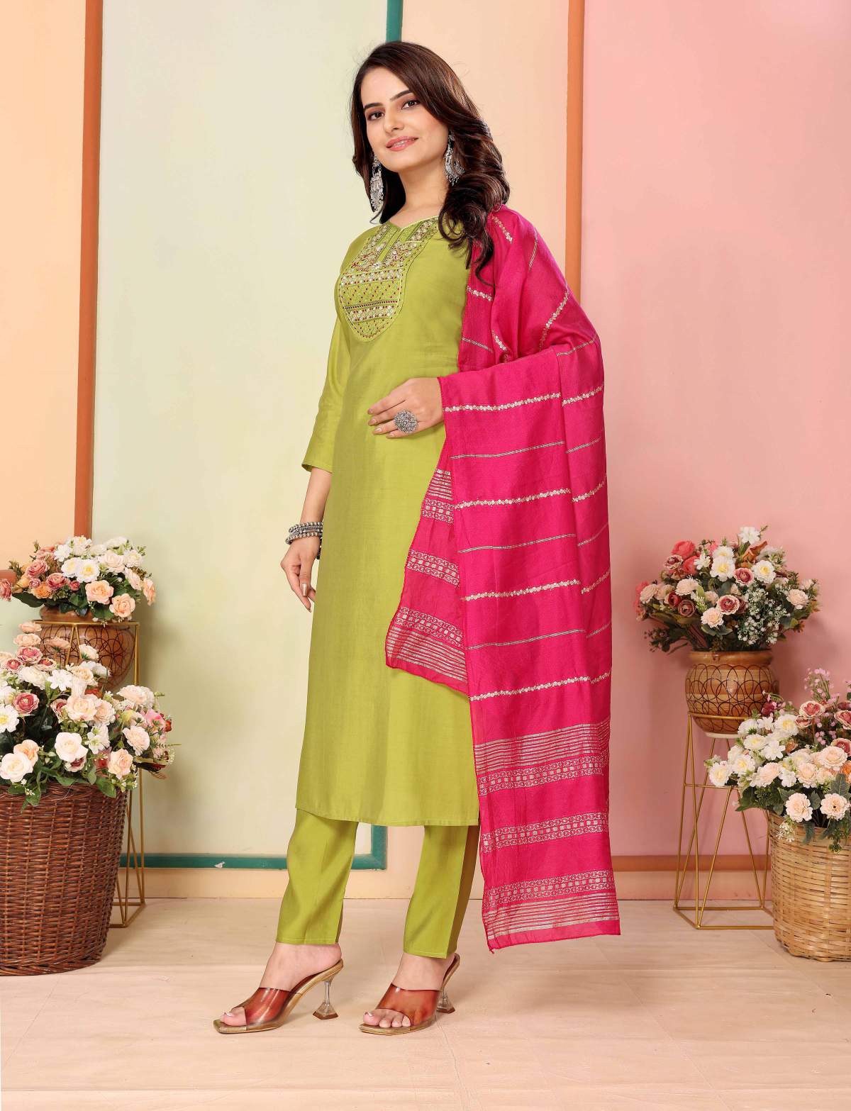 Heavy Embroidered Silk Kurta Set