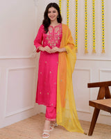 Embroidared Chanderi Kurta Set