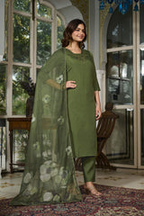 Embroidared Viscose Chanderi Kurta Set