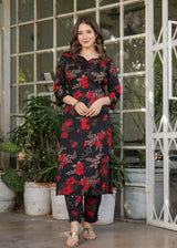 Printed Silk Blend Kurta Set