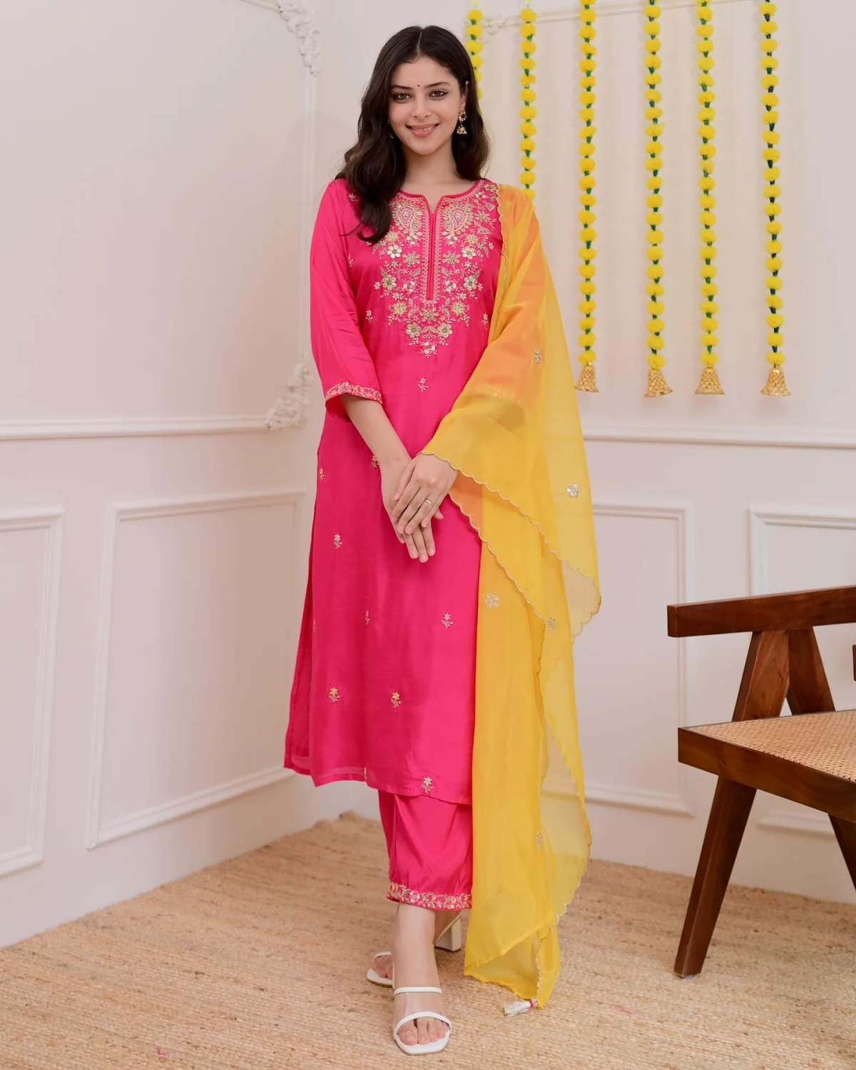 Embroidared Chanderi Kurta Set