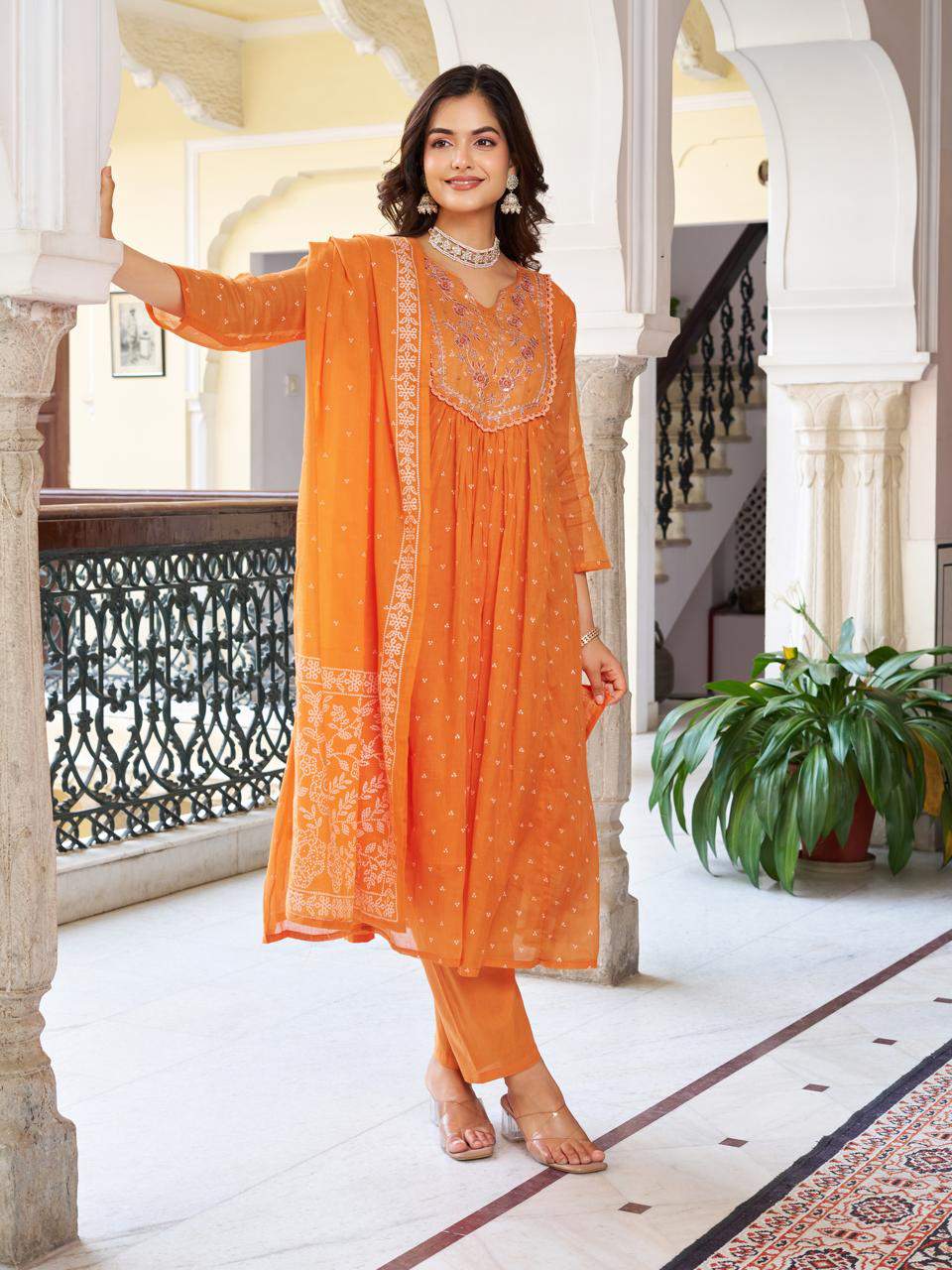 Embroidared Cottan Printed Kurta Set