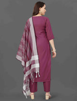 Embroidery & Mirror Work Cottan Blend Kurta Set
