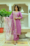 Embroidared Beads Viscose Chanderi Silk Kurta Set