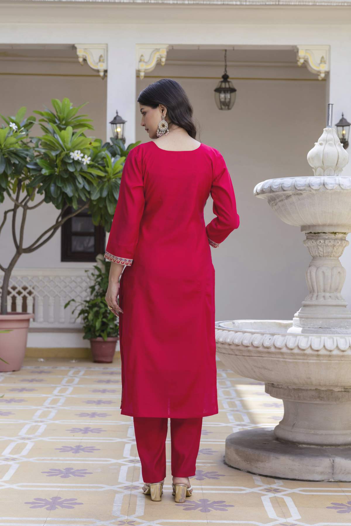 Embroidared Viscose Chanderi Kurta Set