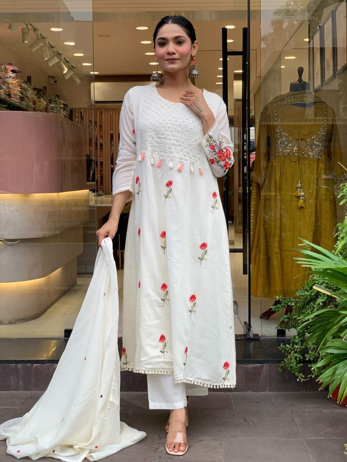 Embroidared Chanderi Silk Kurta Set
