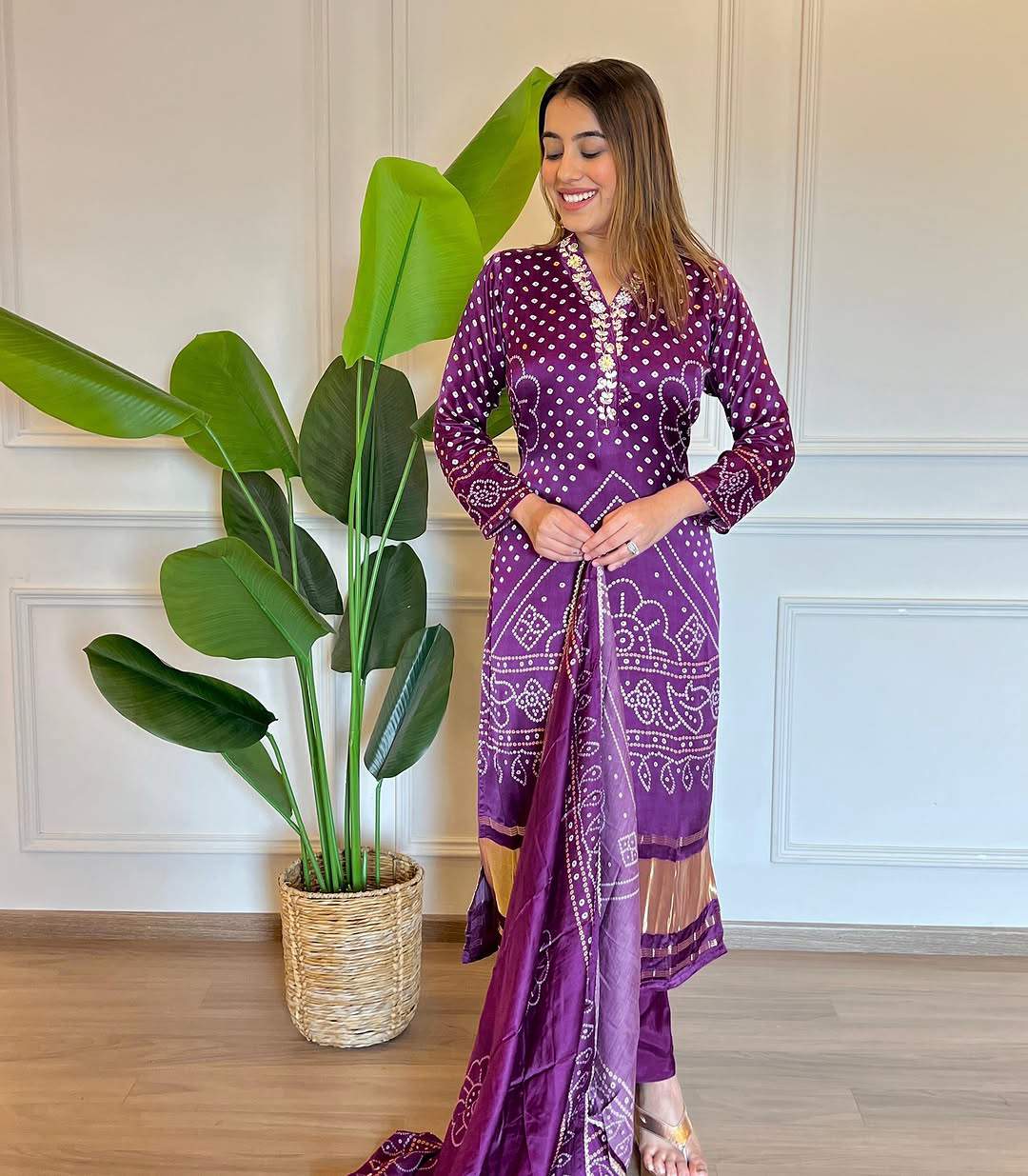 Position Print With Embroidery Viscose Kurta Set