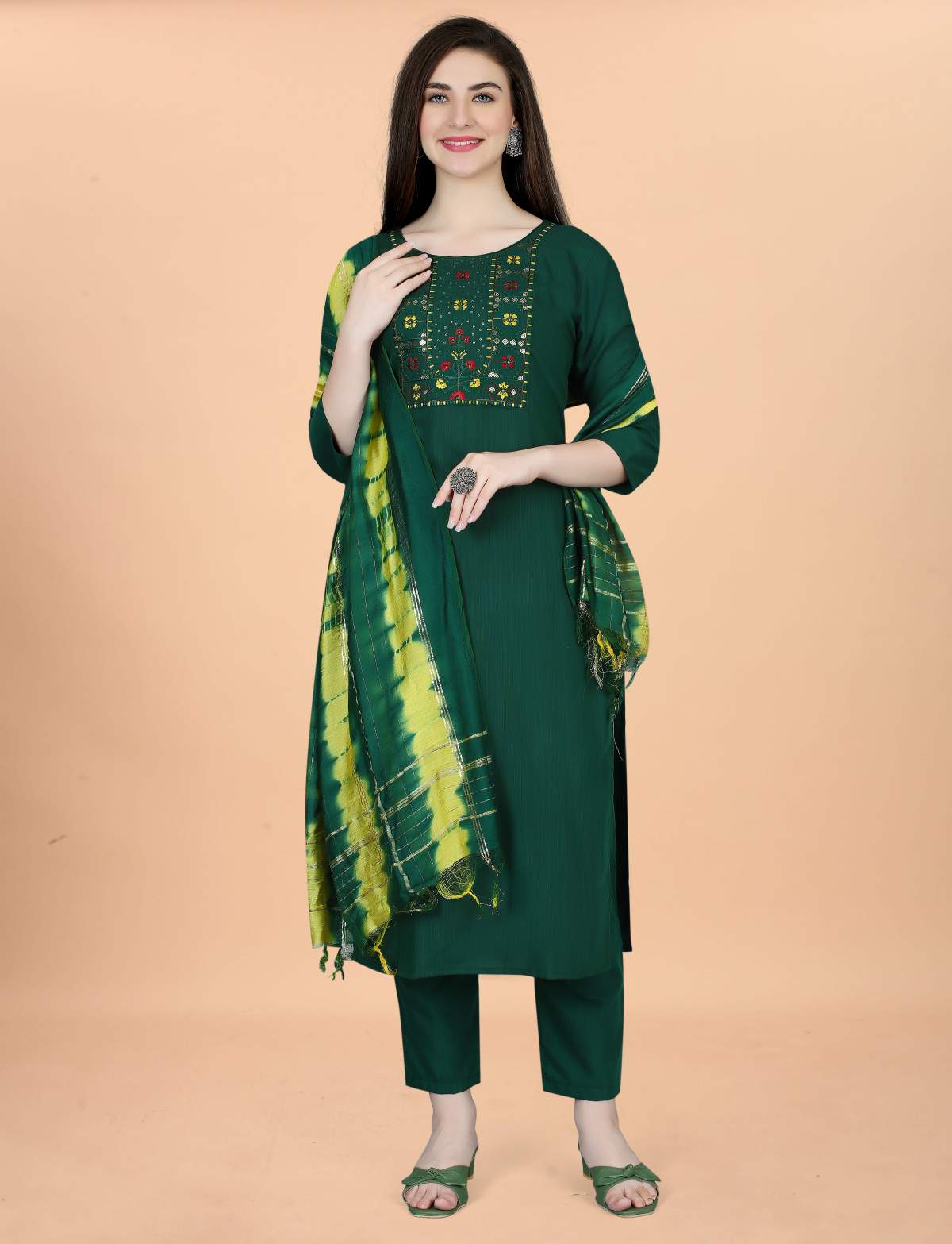Embroidery Cotton Blend Kurta Set
