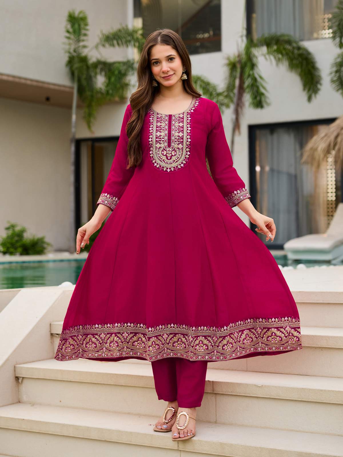 Embroidery Cp Vichitra Kurta Set