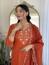 Embroidery Viscose Chinon Kurta Set