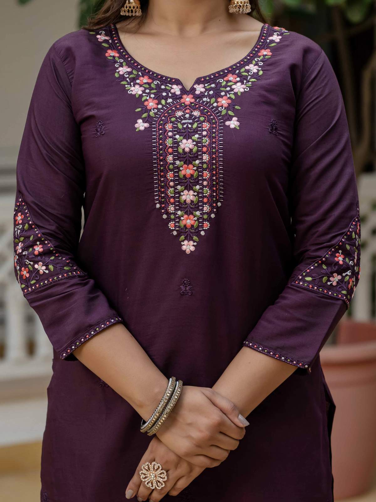 Embroidery Roman Silk With Cotton Lining Kurta Set