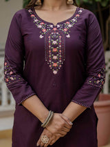 Embroidery Roman Silk With Cotton Lining Kurta Set