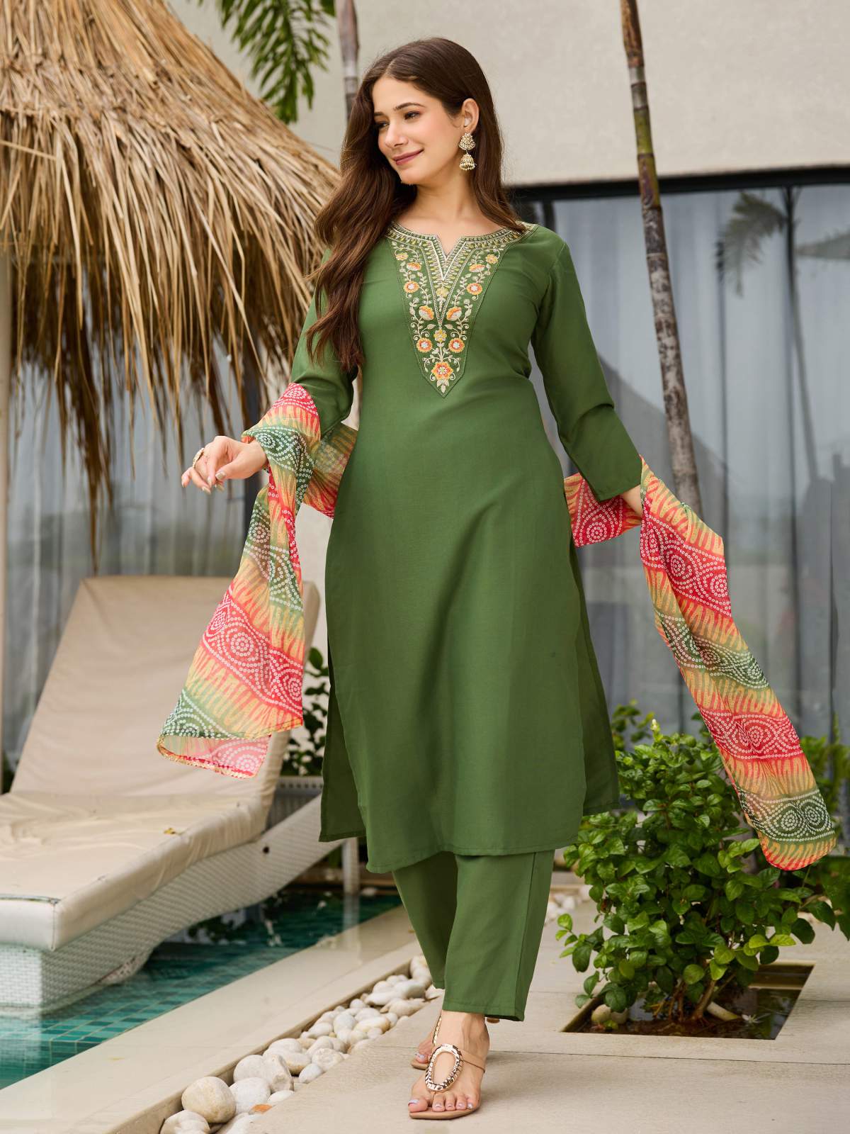 Embroidared Rayon Kurta Set