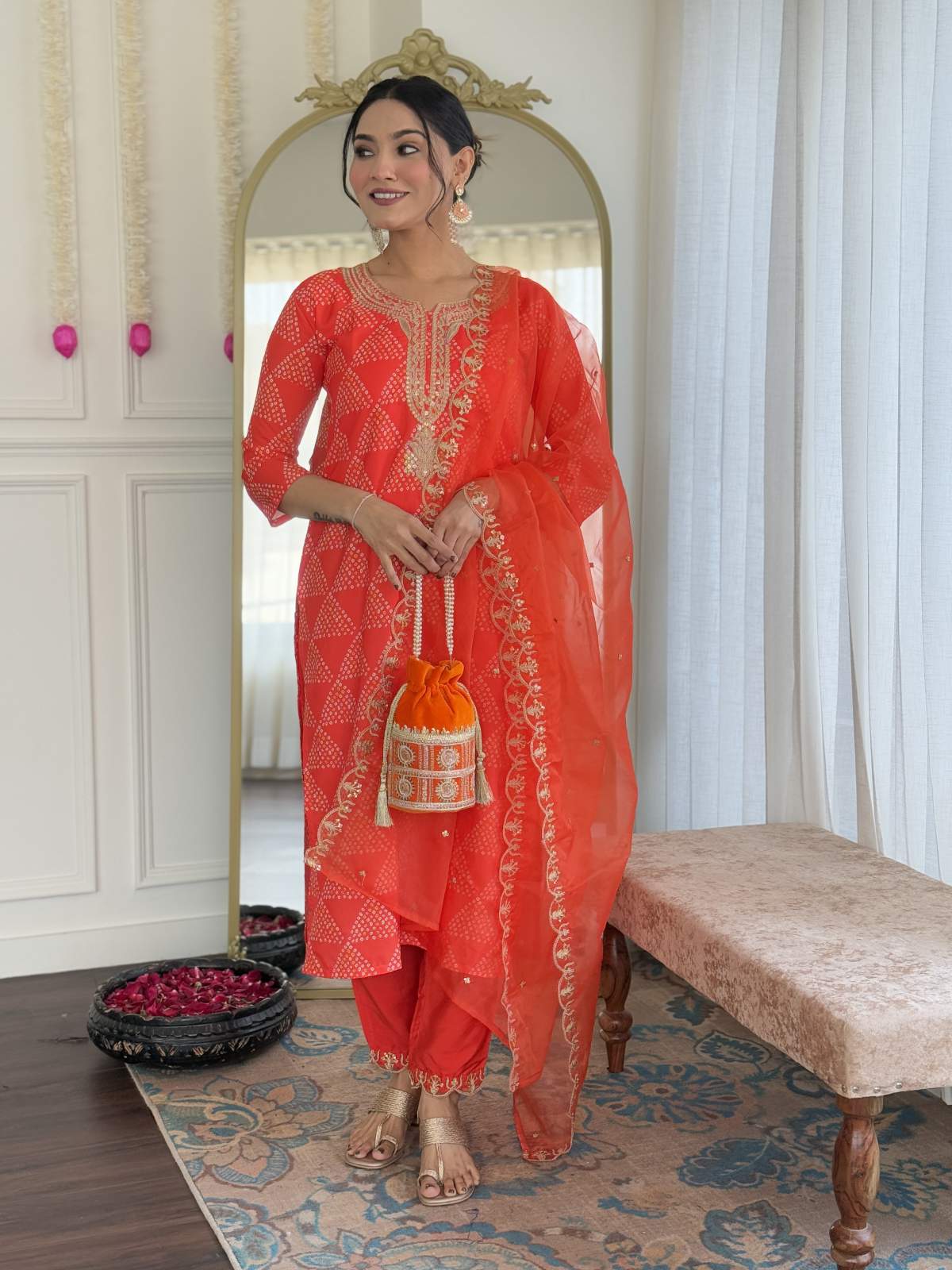 Embroidery French Crepe Kurta Set